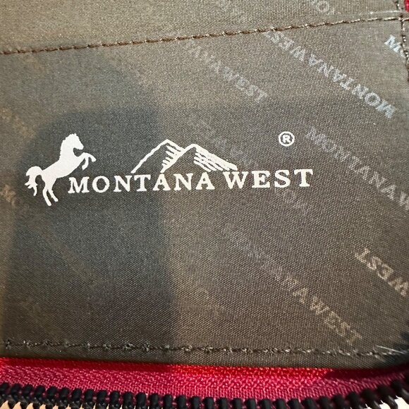 Montana West Red Leather Alligator Pattern Crossbody Wallet With Strap - Picture 9 of 11